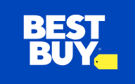 best buy logo in white letters with blue background