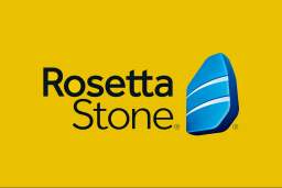 Rosetta Stone logo in yellow, blue, and black