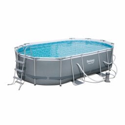 The Bestway Power Steel outdoor swimming pool overlaid on a white background