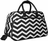 World Traveler duffel bag in a chevron, black and white print