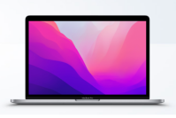 MacBook Pro with pink and purple wallpaper 