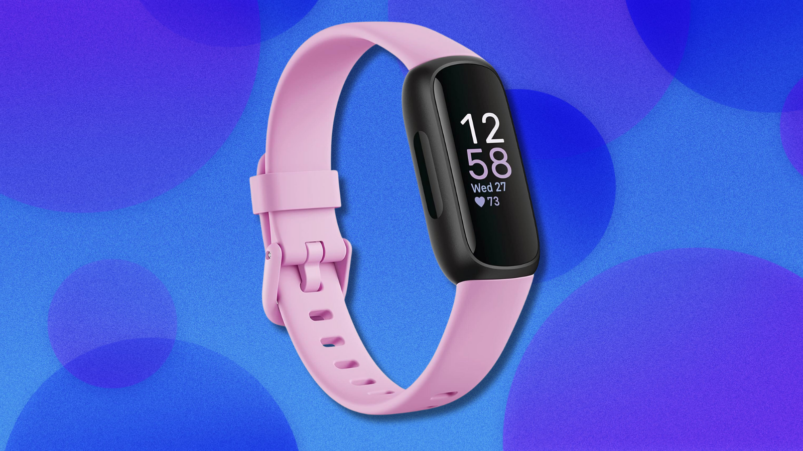 Fitbit Inspire 3 on blue and purple abstract background