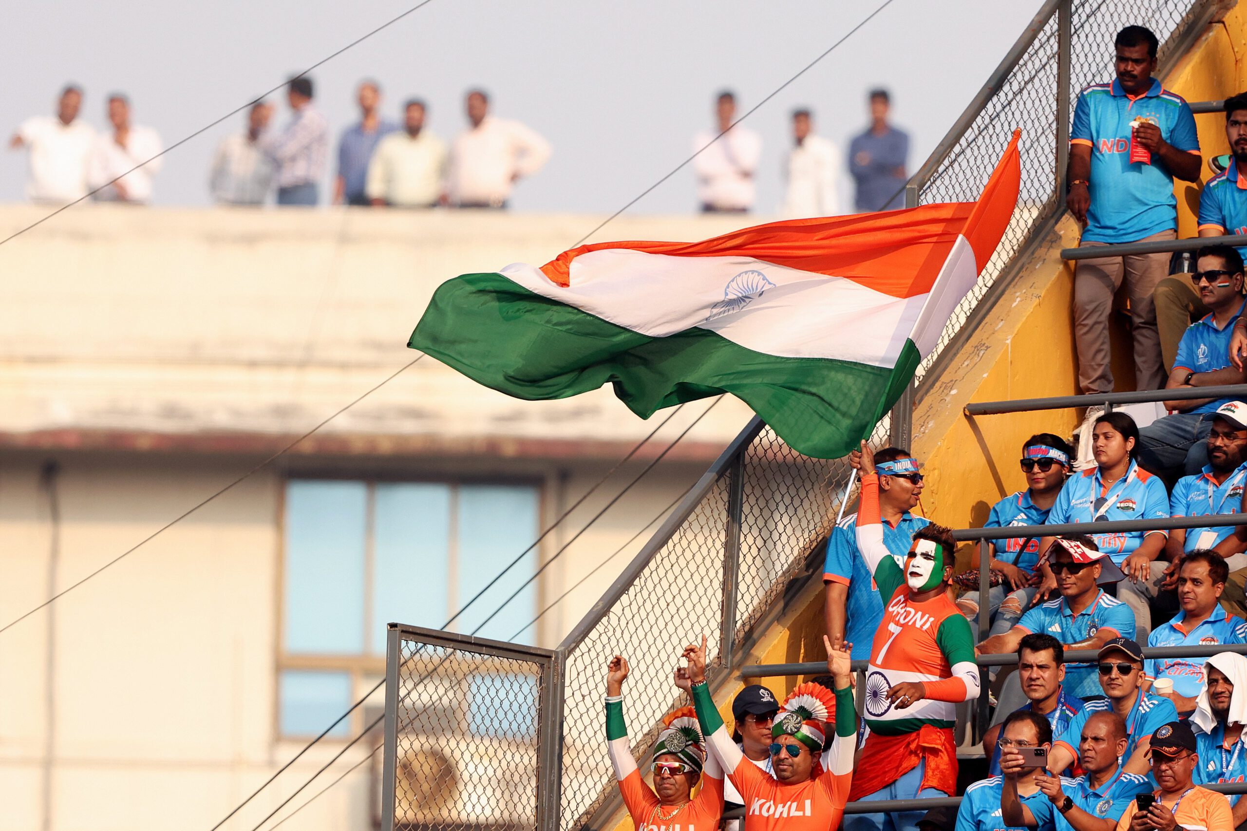 India fans show their support during the ICC Men's Cricket World Cup
