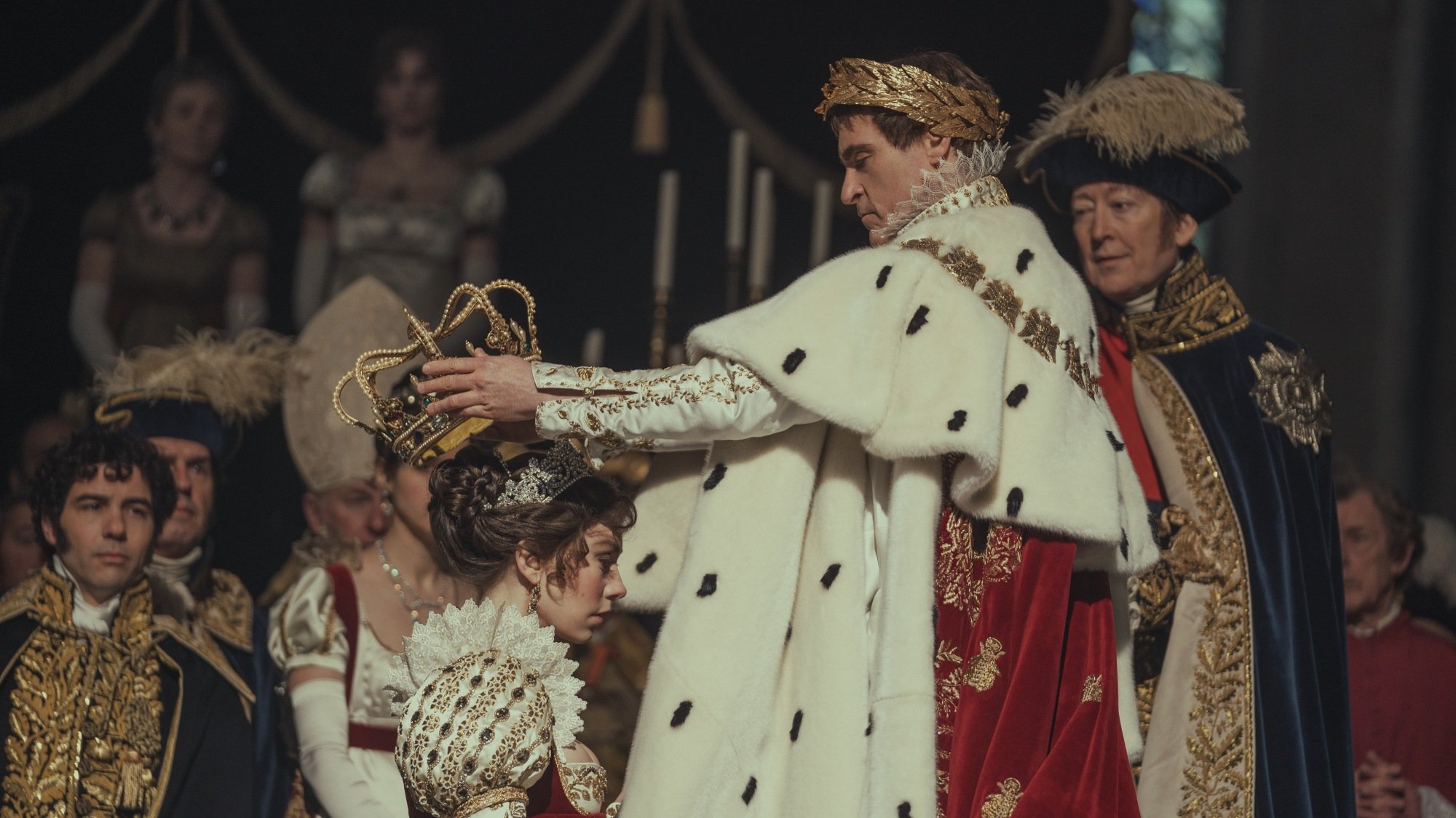 Joaquin Phoenix as Napoleon Bonaparte and Vanessa Kirby as Josephine in Ridley Scott's "Napoleon."