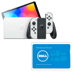 Nintendo Switch – OLED Model with Dell eGift Card on white background