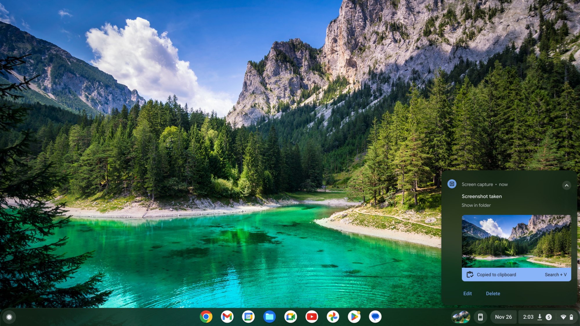 Screenshot preview on a Chromebook