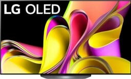 LG TV with yellow, pink, and purple ribbon screensaver