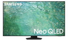 Samsung QLED TV with green abstract liquid screensaver