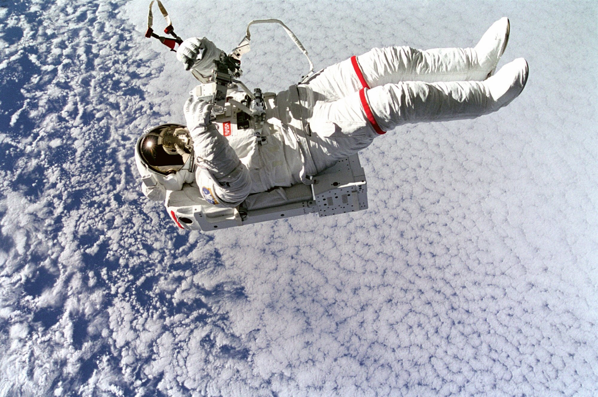 Astronaut spacewalking untethered
