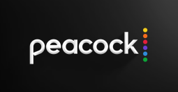 Peacock logo on black background