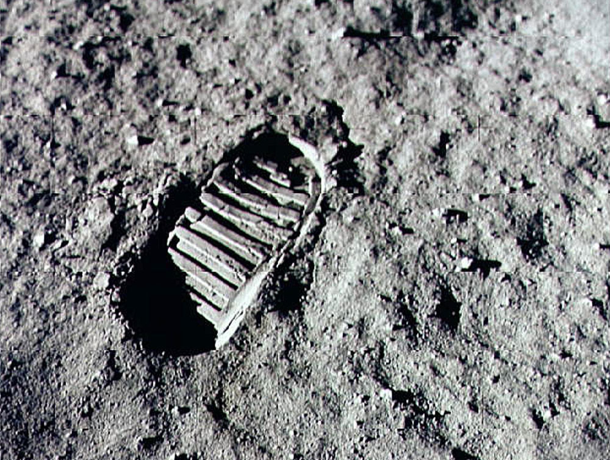 Astronaut boot print on the moon