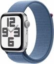 apple watch se with silver case and winter blue sport loop