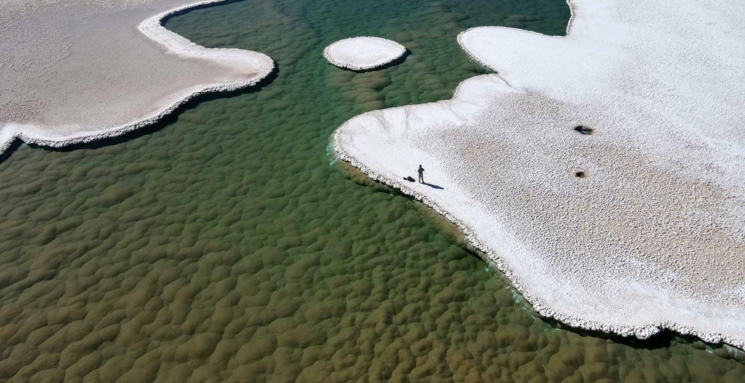 An aerial view of newly found lagoons in Argentina’s Puna de Atacama desert.