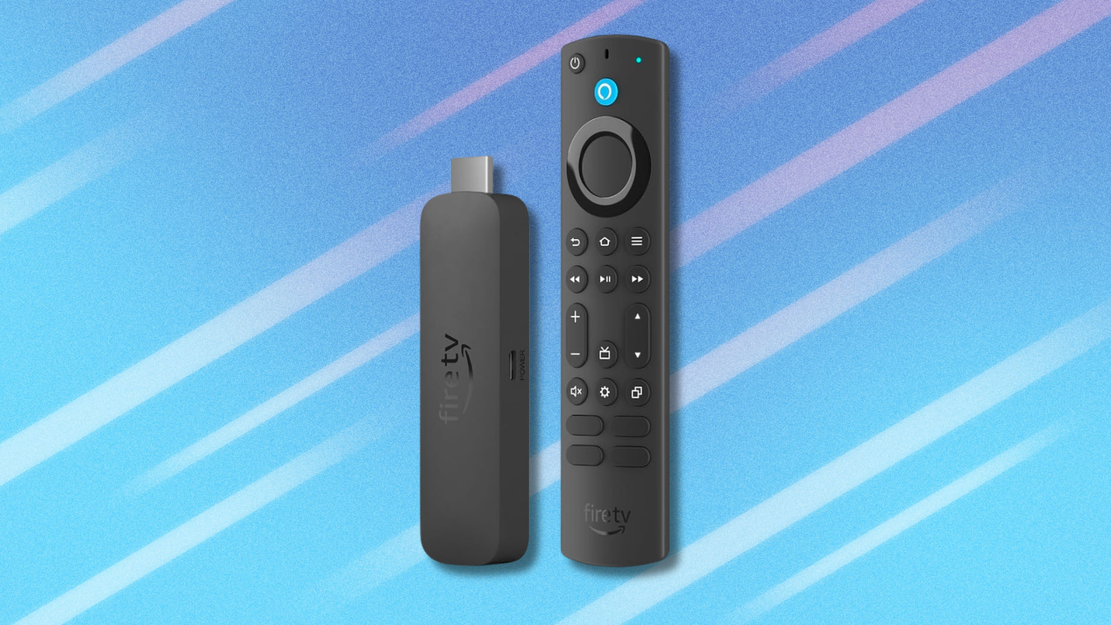 Amazon Fire TV Stick 4K Max on blue abstract background