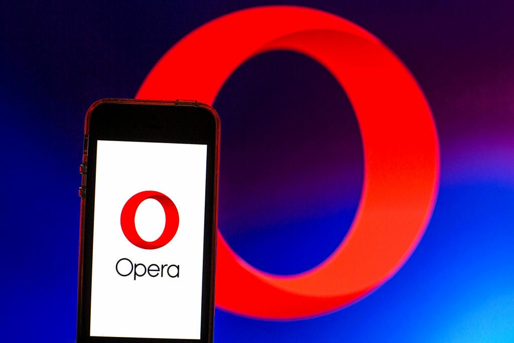 Opera browser logo on phone screen
