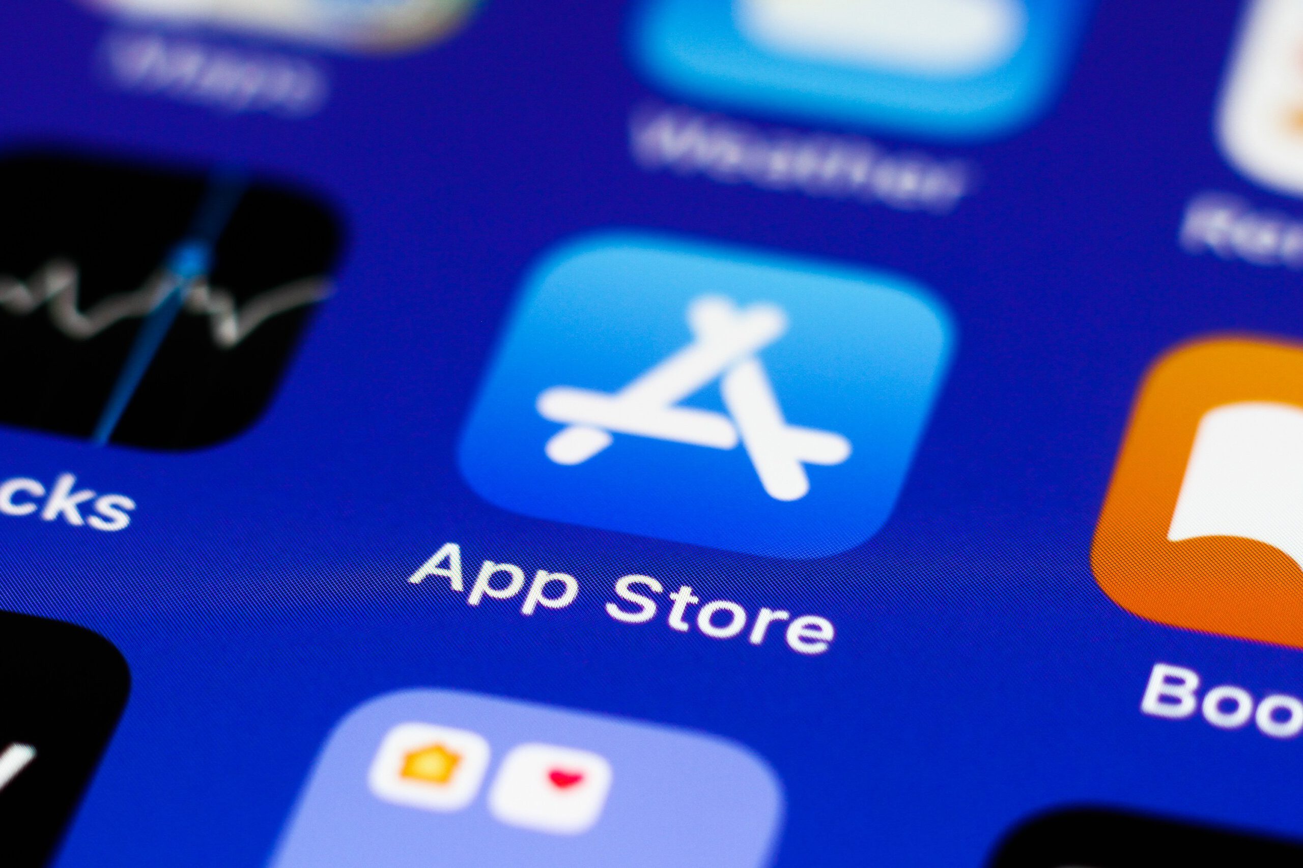 App Store icon displayed on a phone screen is seen in this illustration photo.