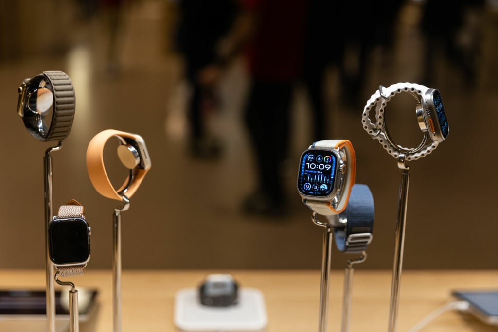 Apple Watches on display