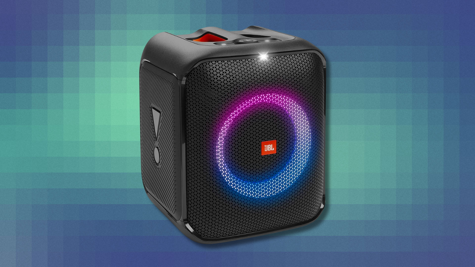 JBL Partybox Encore Essential speaker on abstract pixelated background