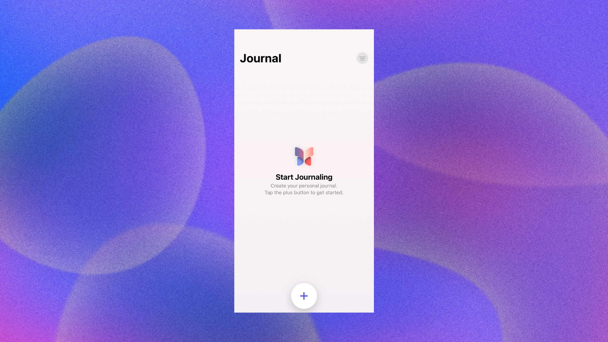 A screenshot of the Journal app 