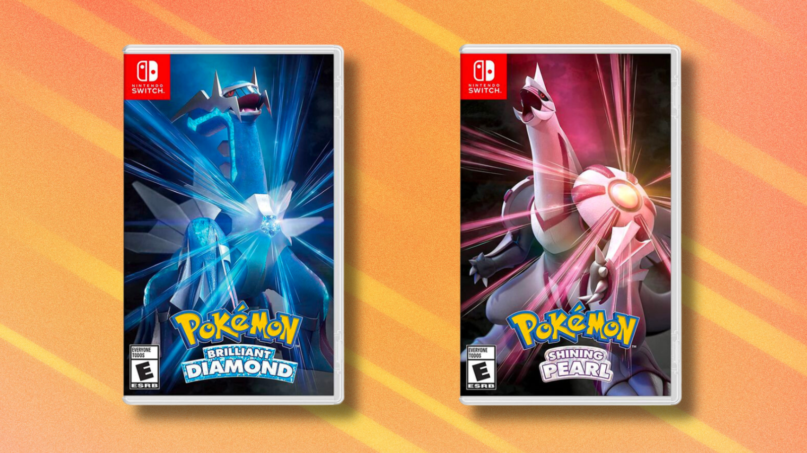 Pokémon Brilliant Diamond and Shining Pearl on abstract background