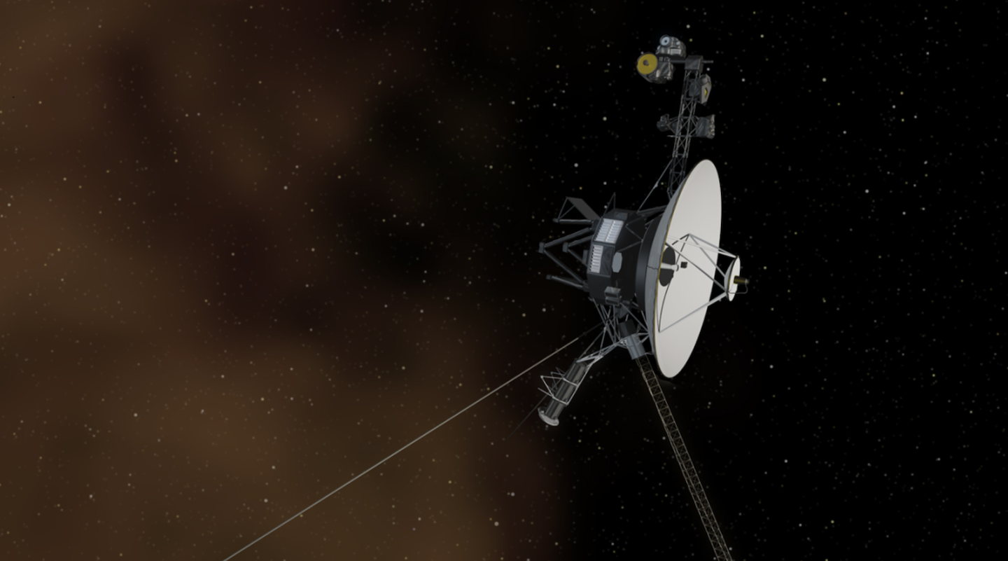 An artist's conception of a NASA Voyager craft traveling through space.