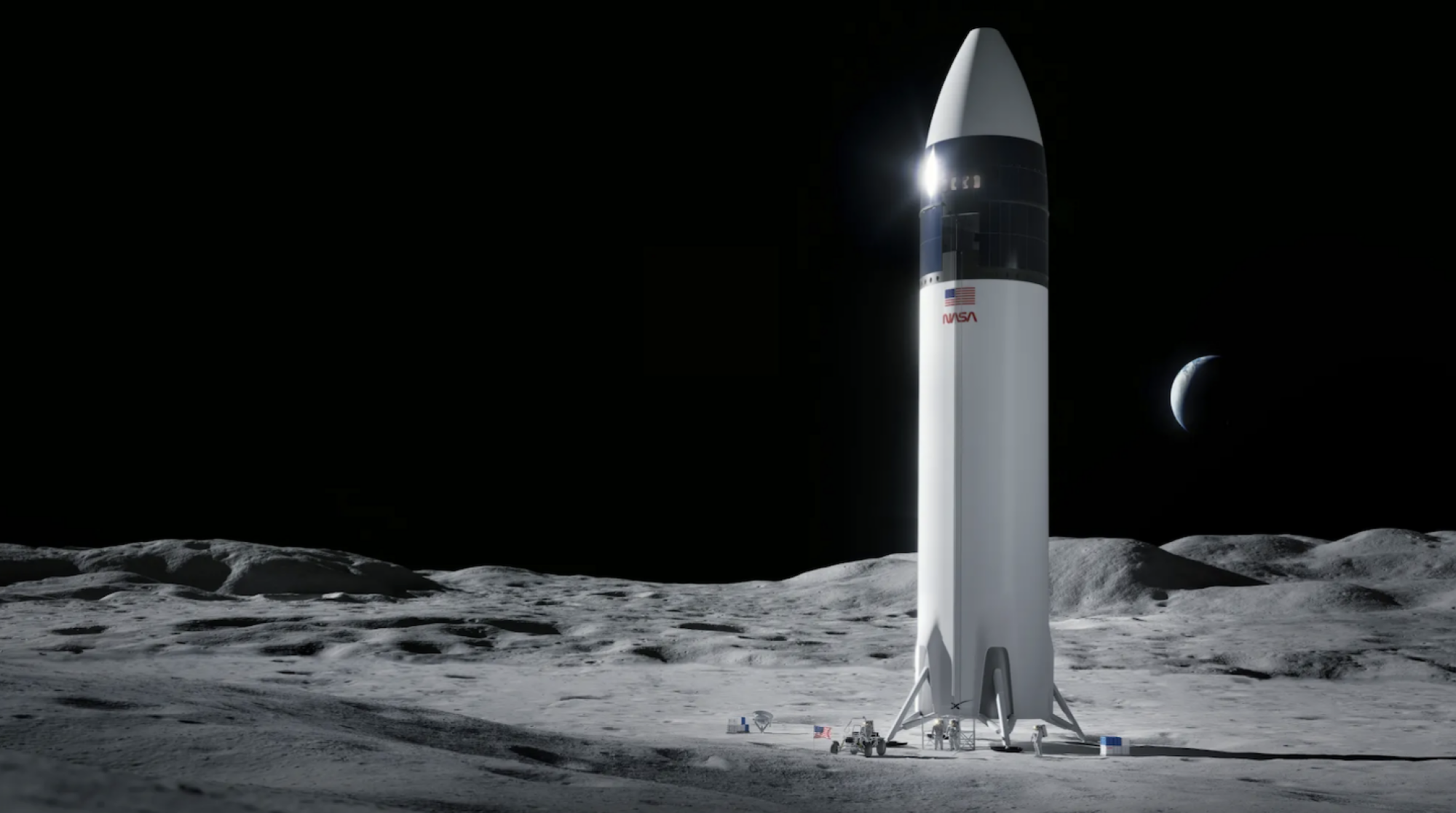 An artist's conception of the SpaceX Starship human lander design.