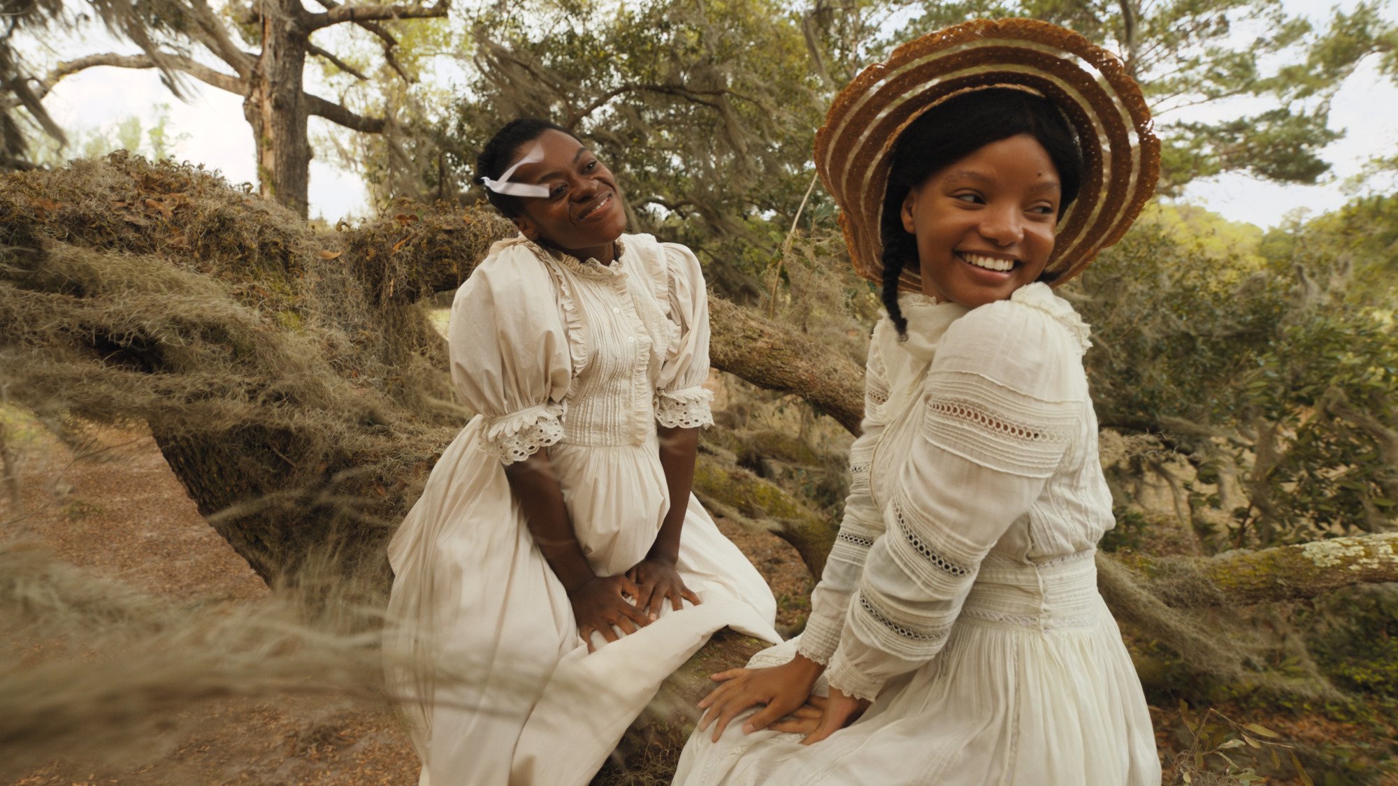 PHYLICIA PEARL MPASI as Young Celie and HALLE BAILEY as Young Nettie in Warner Bros. Pictures’ bold new take on a classic, “THE COLOR PURPLE,” a Warner Bros. Pictures release.