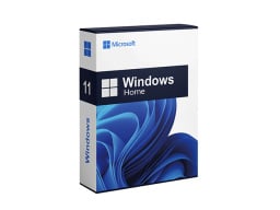 Microsoft Windows 11 Home packaging overlaid on a white background