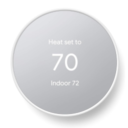 Google Nest smart thermostat on white background