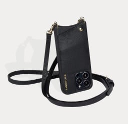 Black phone case with detachable strap 
