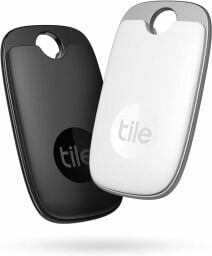 Black and white Bluetooth trackers