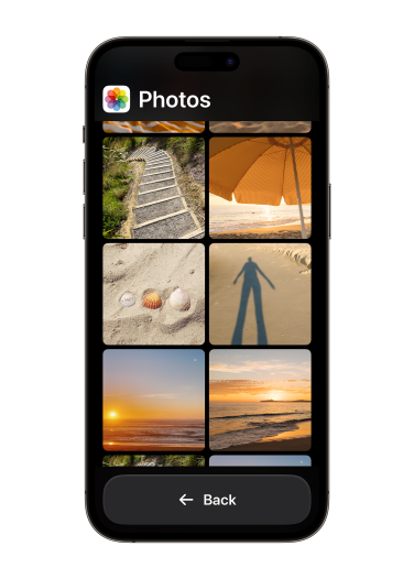 A screenshot of the simplified photo library in the new Assistive Access mode.  