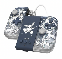 HORI Split Pad Compact Attachment Set product photo in a grey-navy and white, with images of Eevee.