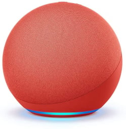 The 4th Gen Amazon Echo in a special red color, over a white background.