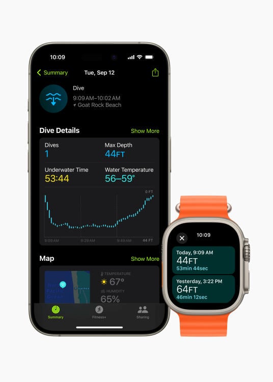 Apple Watch Ultra 2 depth sensing information