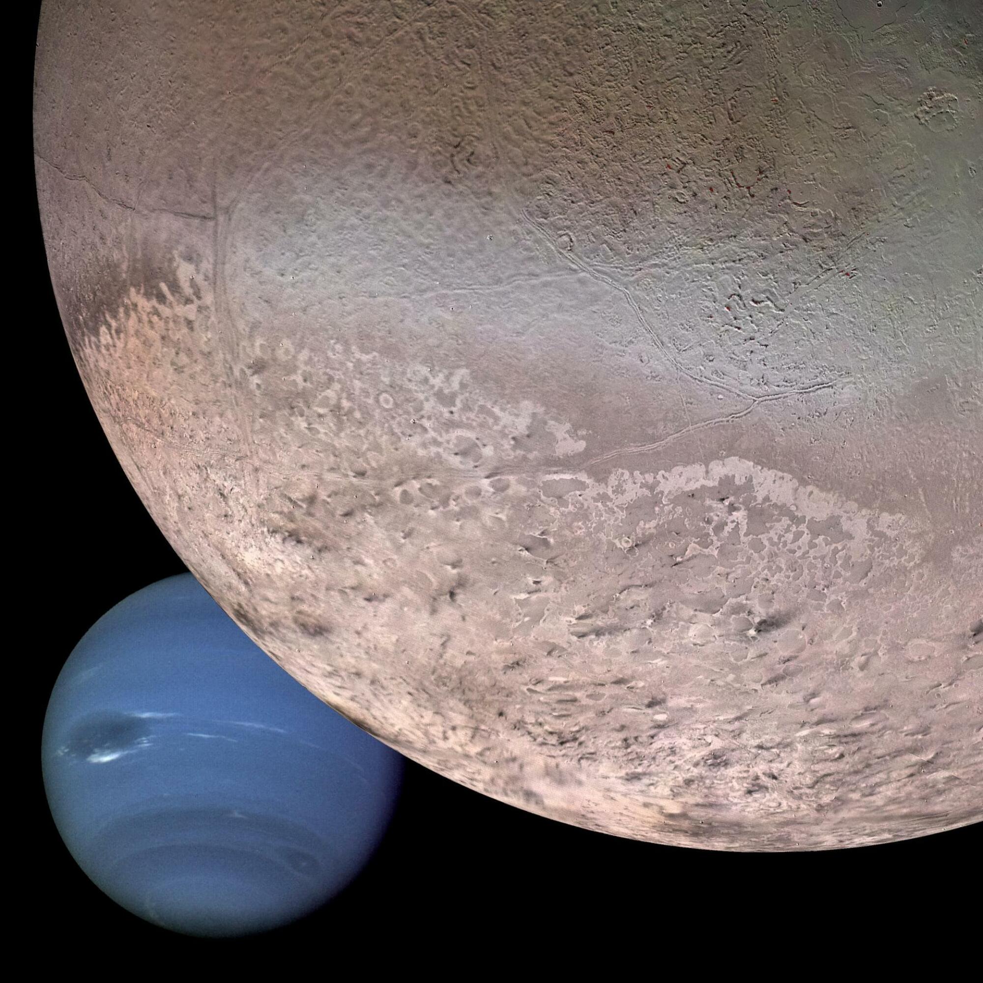 Triton orbiting Neptune