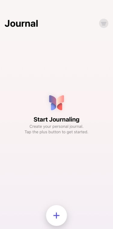 A screenshot of the Journal App homepage.