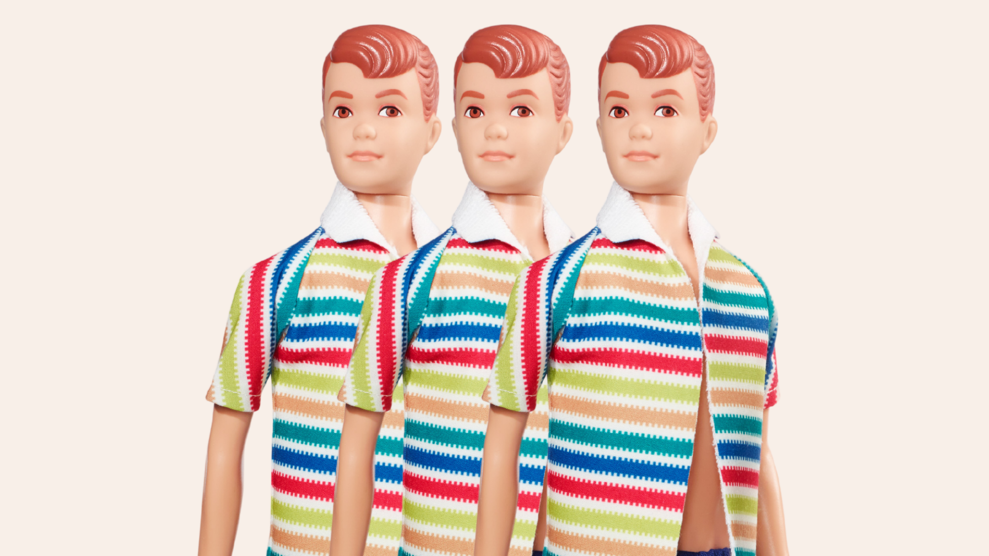 The Allan doll, in his signature striped collared shirt.