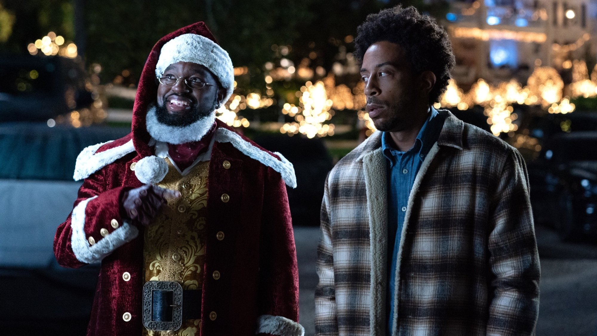 Lil Rel Howery and Chris "Ludacris" Bridges in "Dashing Through the Snow."