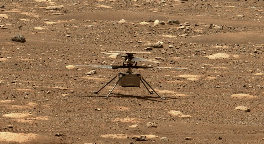 NASA's Ingenuity helicopter settled down on the Martian surface.