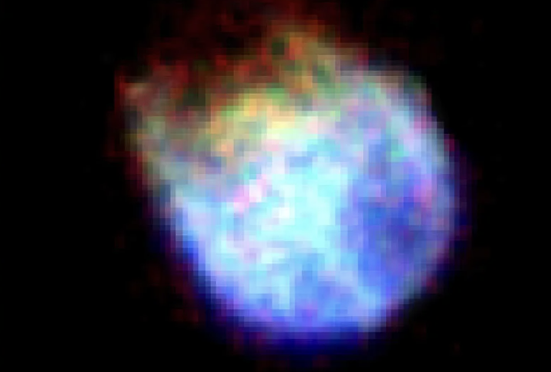 The supernova remnant N132D, an exploded star some 160,000 light-years away.
