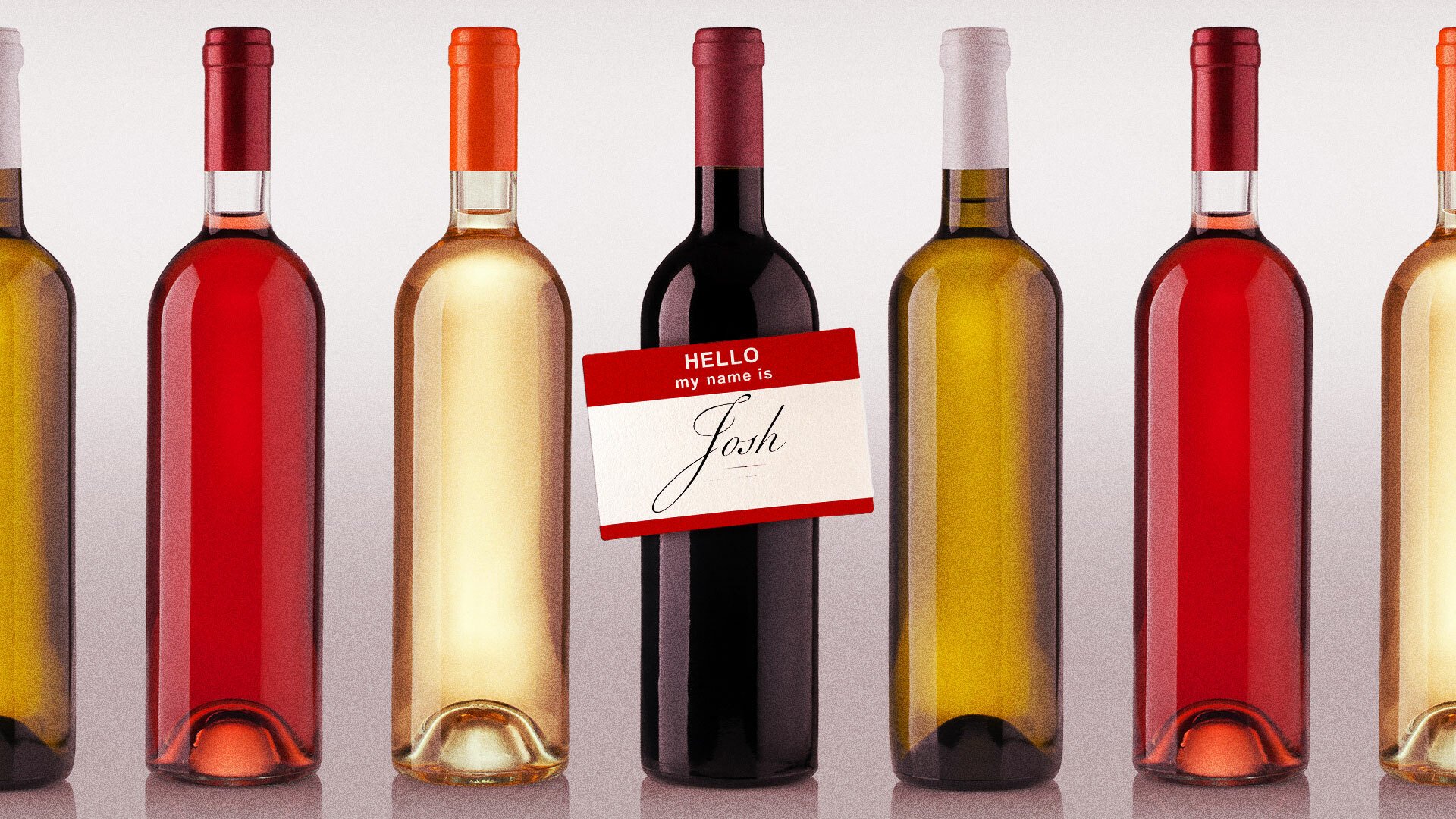stock image of wine bottles with name tagging saying 