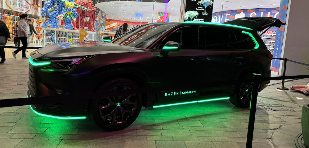 Razer Lexus TX gaming car on display in Vegas