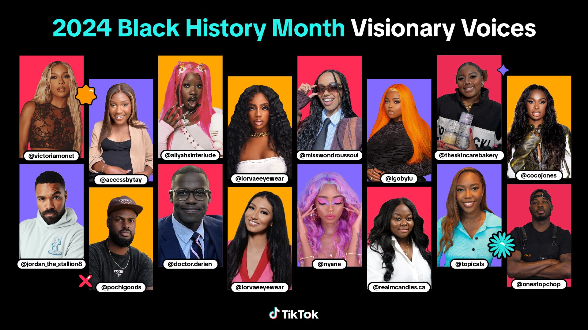 A collage of photos of the TikTok Visionary Voices honorees. 