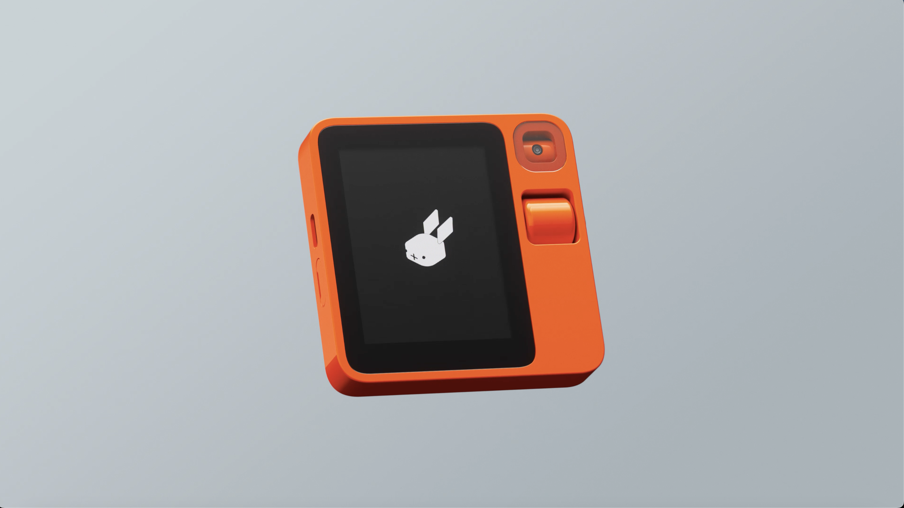 a small pocket sized walkie-talkie in a bright, orange hue