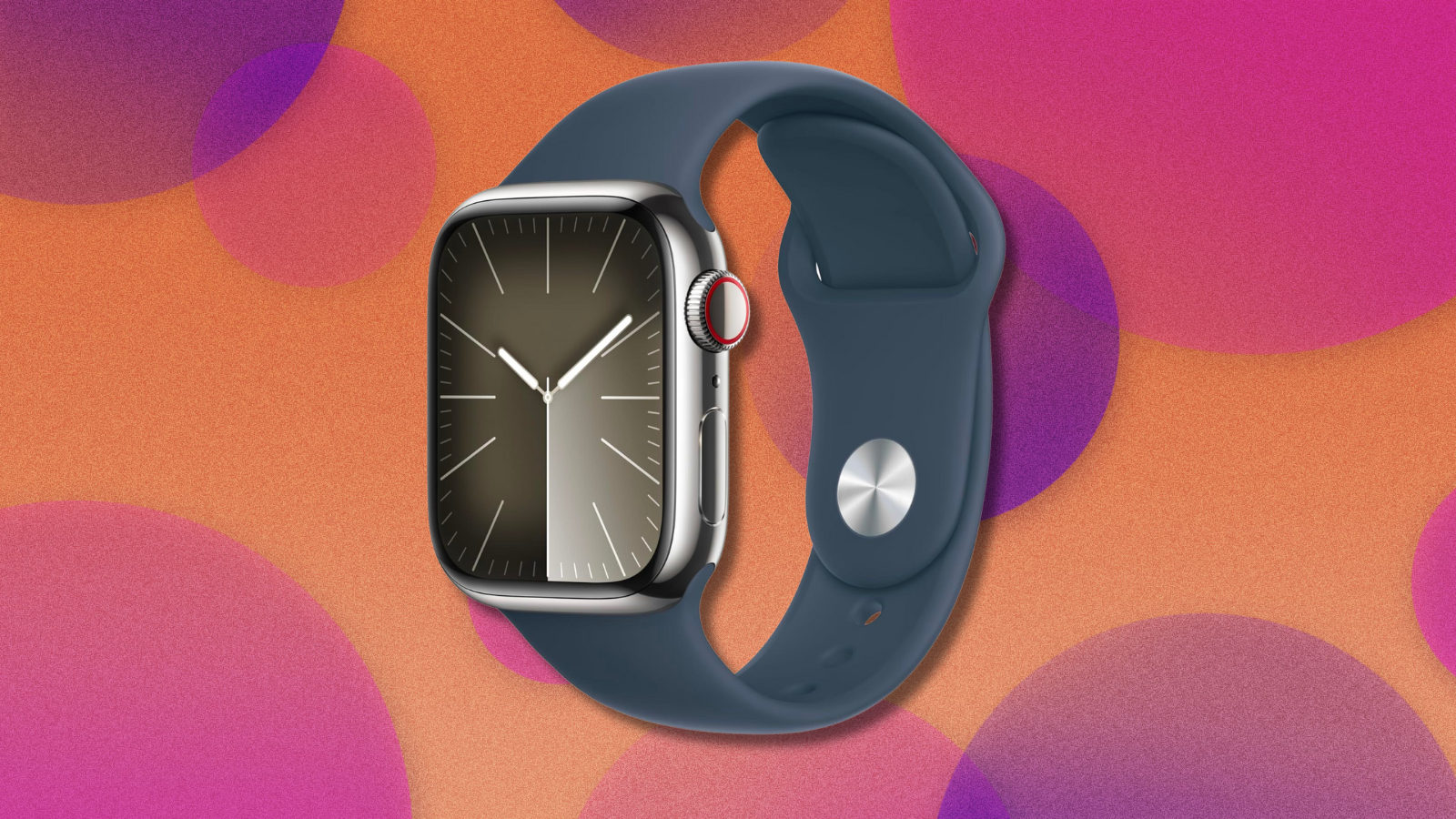 Apple Watch Series 9 on orange and purple abstract background