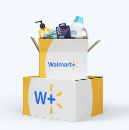 Walmart+ boxes of groceries