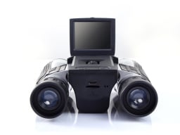 HD camera binoculars with viewfinder up