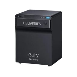 a black eufy security smartdrop box on a white background
