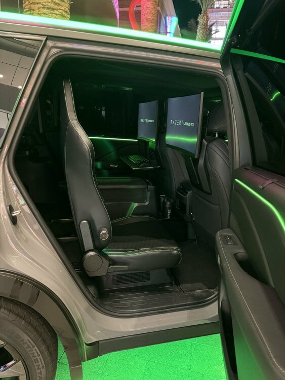 Back row in Razer Lexus TX with gaming chairs and monitors